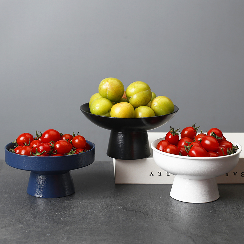 果盘陶瓷圆形高脚茶点盘甜品零食水果盘