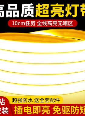 超亮灯带led灯条自粘220V家用客厅吊顶线型灯户外防水发光氛围灯