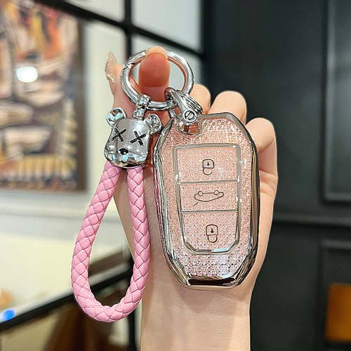 适用标致408钥匙套女士水晶挂链
