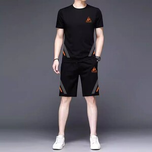 夏季男士薄款冰丝运动短袖短裤套装时尚潮流韩版宽松五分裤两件套