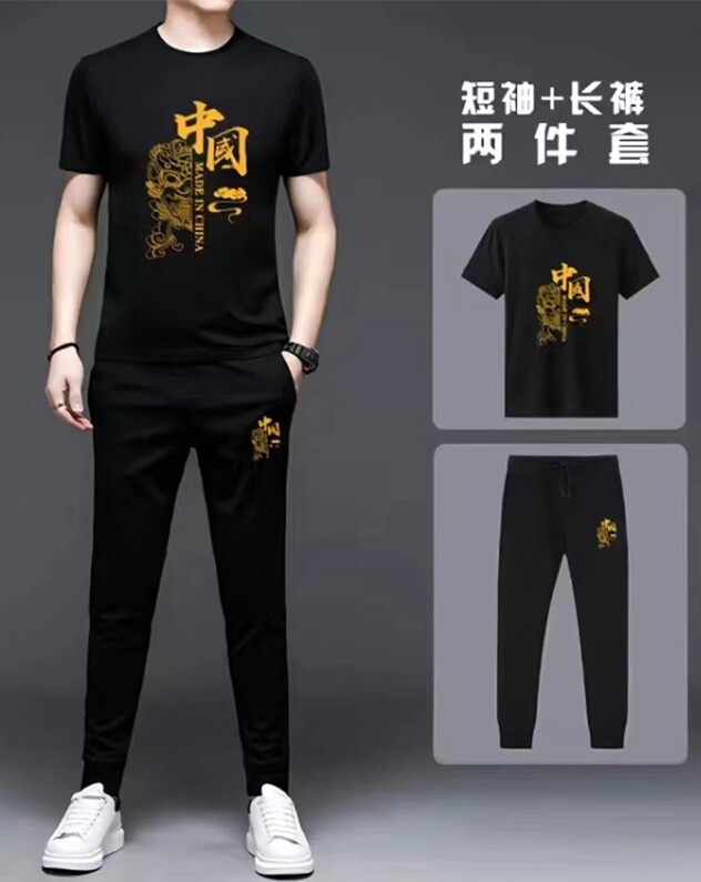 夏季中国风短袖长裤休闲运动套男