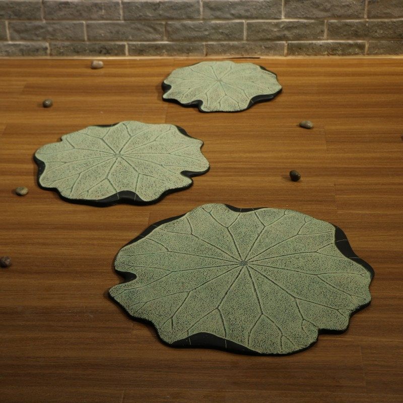 中式庭院入户花园踏脚石荷叶造型浴室防水台脚踏石荷田田垫脚石