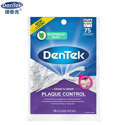 德泰克DenTek细X双线牙线棒家庭装大包装剔牙线牙签进口薄荷清新