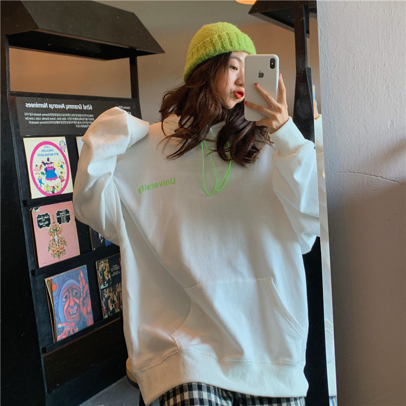 New autumn thin Hooded Sweater printed loose coat for women