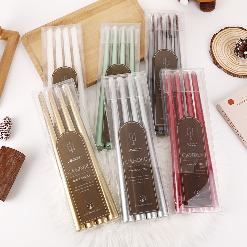 30cm電鍍歐式彩色長桿蠟燭無煙