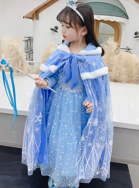艾莎公主裙女童春秋款爱莎连衣裙儿童生日礼服冰雪奇缘elsa裙子
