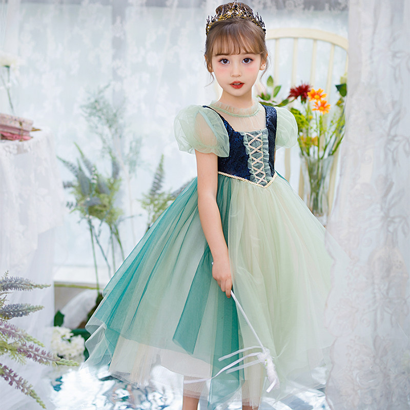 冰雪奇缘安娜公主裙女童爱莎艾莎连衣裙儿童生日礼服小孩蓬蓬纱裙