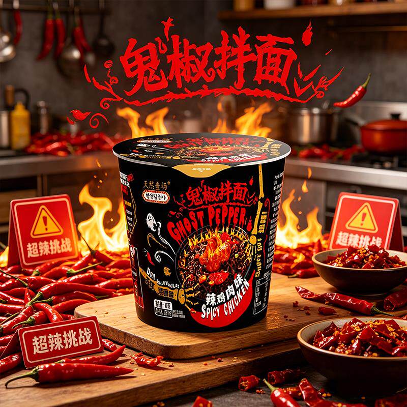 网红鬼椒拌面马来西亚魔鬼爆辣免煮速食宿舍夜宵懒人泡面即食拌面