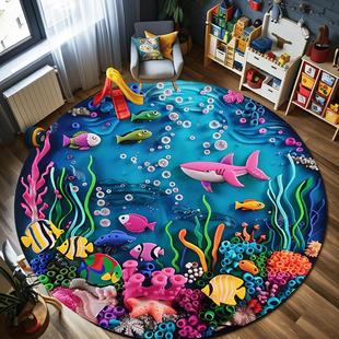 立体海洋世界儿童房地毯爬行垫子卧室玩耍阅读区婴儿可擦免洗地垫