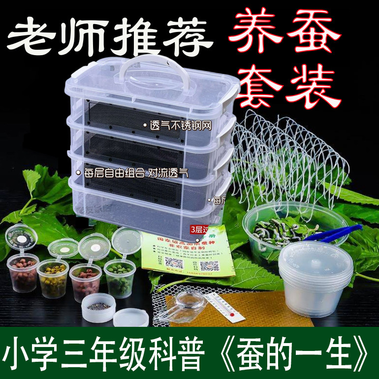 蚕宝宝豪华别墅大号学生养蚕盒子携带春蚕分层手提屋子昆虫笼培育图片
