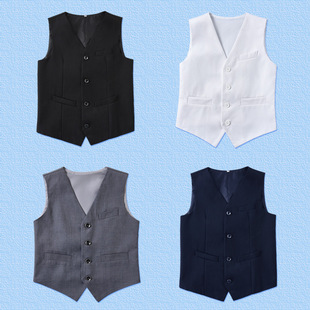 儿童演出服黑色小马甲男童主持礼服花童西装马夹坎肩背心藏青白色