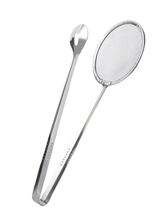 厨房油炸漏勺 家用不锈钢过滤网筛食物夹子 多功能网纱捞面勺