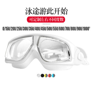 1000度近视泳镜 大框高度数游泳眼镜 可定制左右眼不同度数900度