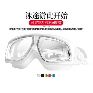 1000度近视泳镜 大框高度数游泳眼镜 可定制左右眼不同度数900度