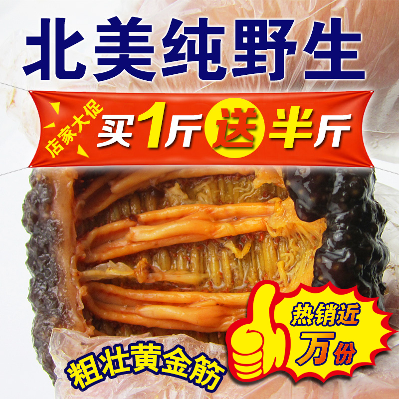 加拿大冰岛进口红极叶瓜北极红参淡干野生海参干货250g买2赠1包邮