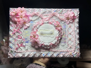 阿包手作|粉色系蕾丝花朵丝带痛板吧唧托扎板配件扎板痛包