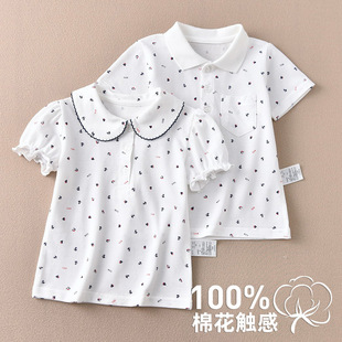 男女童翻领T恤上衣小学生演出服 儿童纯棉短袖 POLO衫 2024夏季 新款