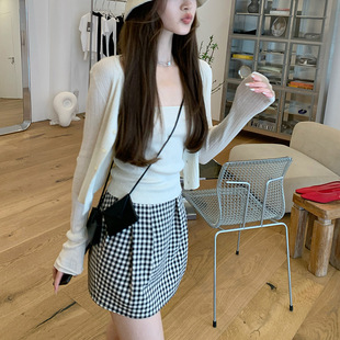 现货 针织系列_进口纱线细闪开衫/纯色开衫吊带两件套时尚气质