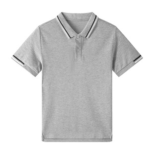 中小学生POLO衫 上衣 灰色校服学院英伦风园服夏季 翻领T恤男童短袖