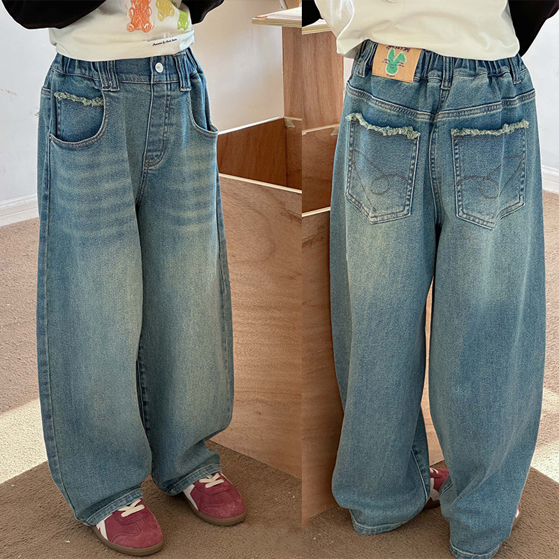 女童洋气牛仔裤阔腿裤春季新品中大童百搭直筒裤儿童休闲裤子韩版,童装/婴儿装/亲子装,儿童牛仔裤,淘宝优惠券,粉丝福利购,淘宝优惠卷