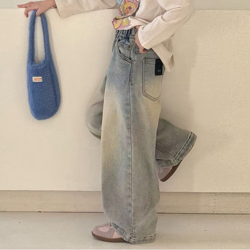 女童直筒秋冬牛仔裤儿童装洋气