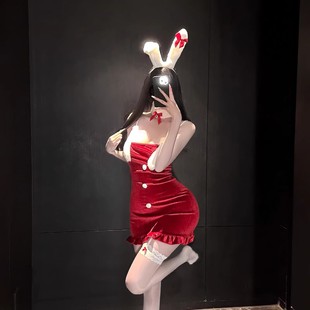 圣诞节性感穿搭女装氛围感约会战袍情趣连衣裙套装qqny兔女郎制服