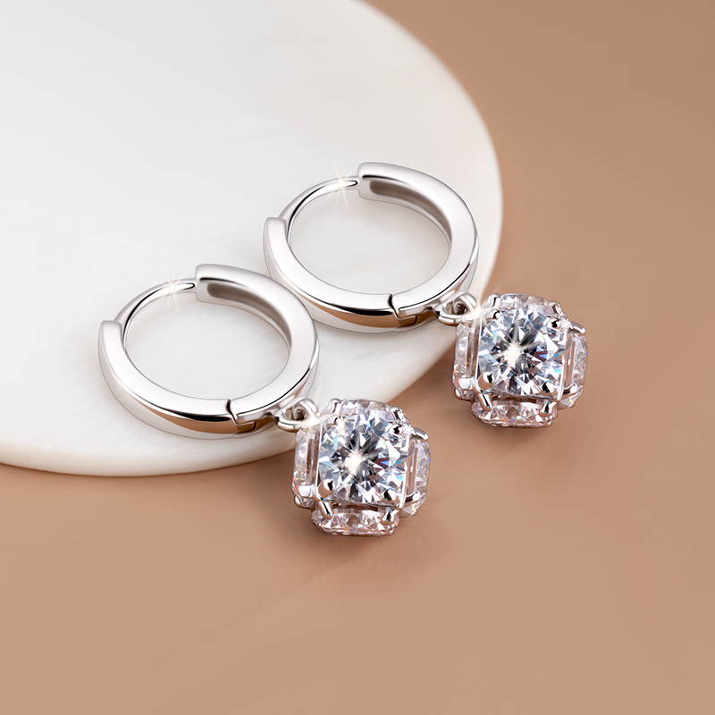 S925纯银耳环女轻奢耳坠耳圈