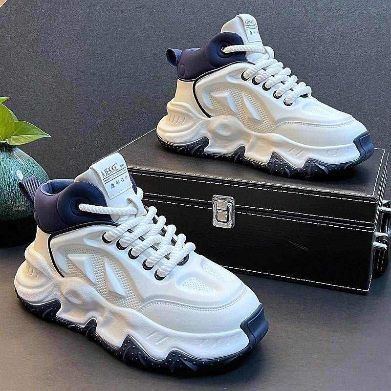 白色高帮鞋男韩版潮流运动休闲鞋2025新款小白鞋厚底增高老爹鞋男,流行男鞋,高帮鞋,淘宝优惠券,粉丝福利购,淘宝优惠卷