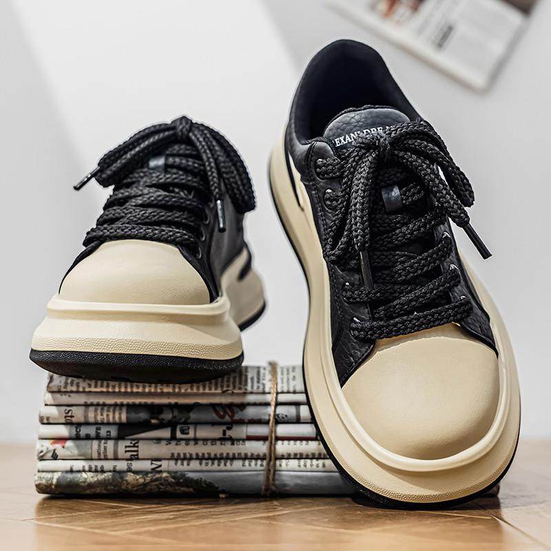 欧洲站男鞋秋冬潮牌高级感百搭休闲板鞋男士厚底增高运动面包潮鞋,流行男鞋,时尚休闲鞋,淘宝优惠券,粉丝福利购,淘宝优惠卷