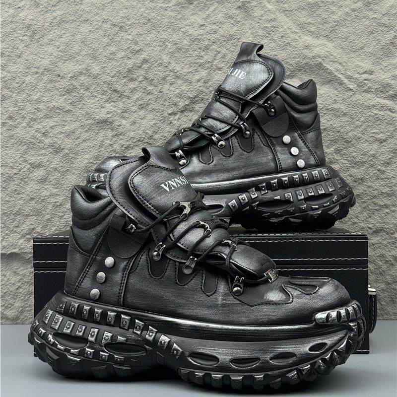 欧洲站男鞋2025秋冬新款厚底老爹鞋潮流休闲鞋轮胎底增高马丁靴男,流行男鞋,马丁靴,淘宝优惠券,粉丝福利购,淘宝优惠卷