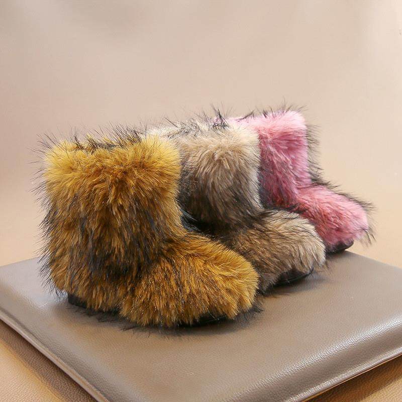 跨境欧美平跟高帮保暖冬季毛毛靴深口圆头中筒仿狐狸毛雪地靴女,童鞋/婴儿鞋/亲子鞋,雪地靴,淘宝优惠券,粉丝福利购,淘宝优惠卷