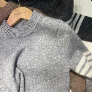儿童纯羊毛衫男童女童装秋冬款宝宝加厚针织打底线毛衣羊绒衫大童
