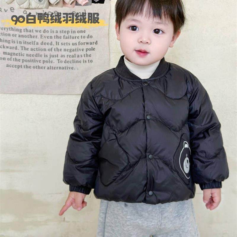 儿童冬季加厚羽绒服男女童洋气可爱棒球服外套宝宝外出保暖衣服冬