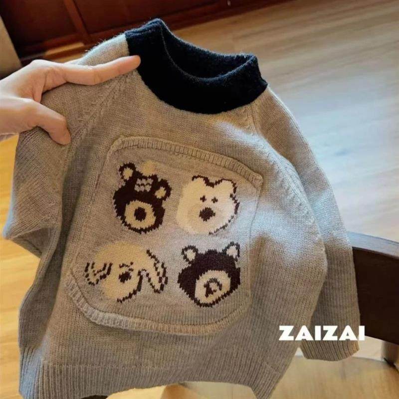 秋冬男童小熊加绒毛衣2025韩版冬季男童加厚一体绒针织衫打底上衣,童装/婴儿装/亲子装,卫衣/绒衫,淘宝优惠券,粉丝福利购,淘宝优惠卷