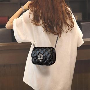 超火黑色包包女2025新款爆款链条包轻奢小众高级感真皮斜挎包小包