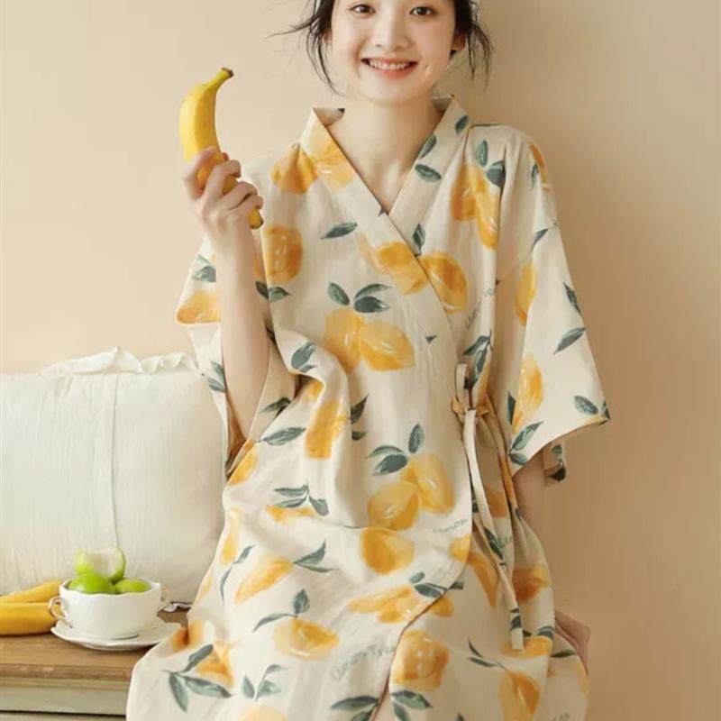 日系睡袍女夏季薄款纯棉纱布和服女士甜美短袖开衫家居服,女装/女士精品,时尚套装,淘宝优惠券,粉丝福利购,淘宝优惠卷