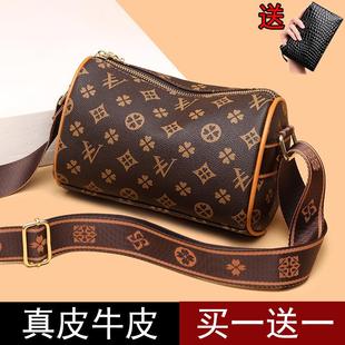 包包女单肩斜挎枕头包女士宽肩带大容量 2025流行真皮老花女包经典