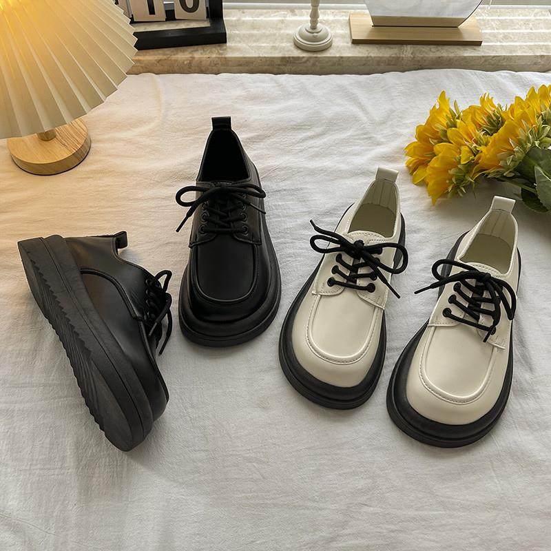 小皮鞋女英伦风2025年新款春季百搭松糕厚底日系学生系带复古单鞋,女鞋,深口单鞋,淘宝优惠券,粉丝福利购,淘宝优惠卷