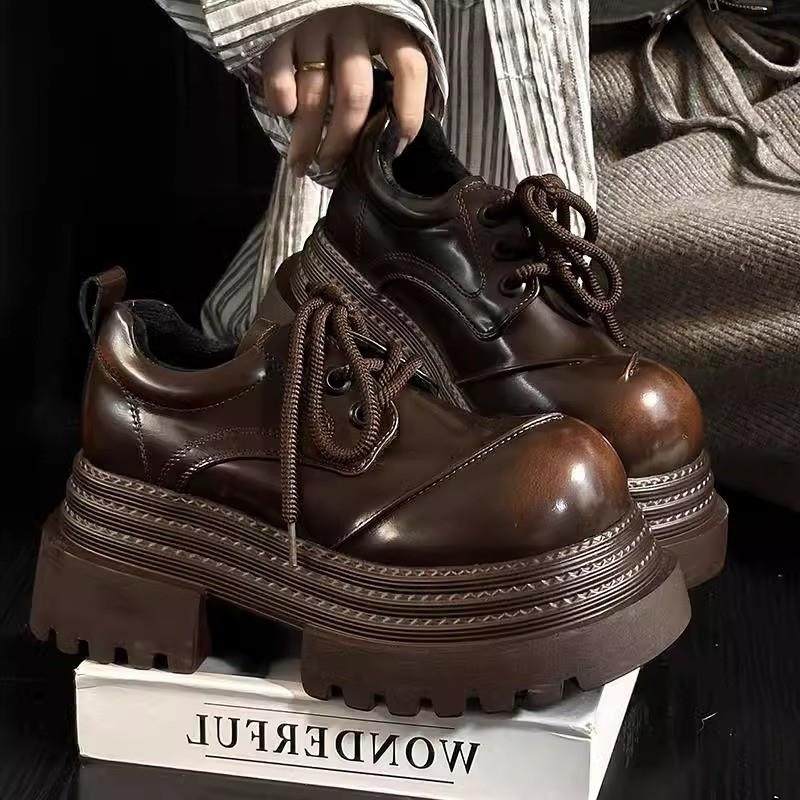 厚底乐福鞋女2025新款春秋季单鞋英伦风小皮鞋黑色增高日系覆古,女鞋,浅口单鞋,淘宝优惠券,粉丝福利购,淘宝优惠卷