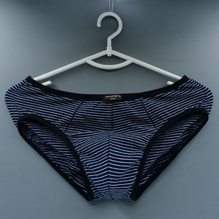 衩细边裤 2条男士 窄边运动条纹裤 中腰纯棉吸汗透气短裤 头 三角内裤