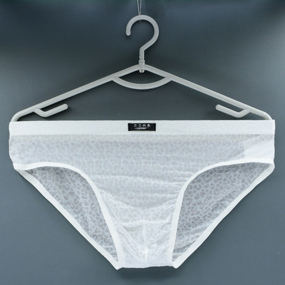 2条男士中低腰三角内裤网纱透明