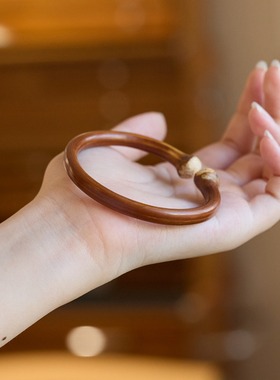 藏式山南野生鸡血藤手镯无节木手镯民族风藤镯文玩情侣饰品礼物