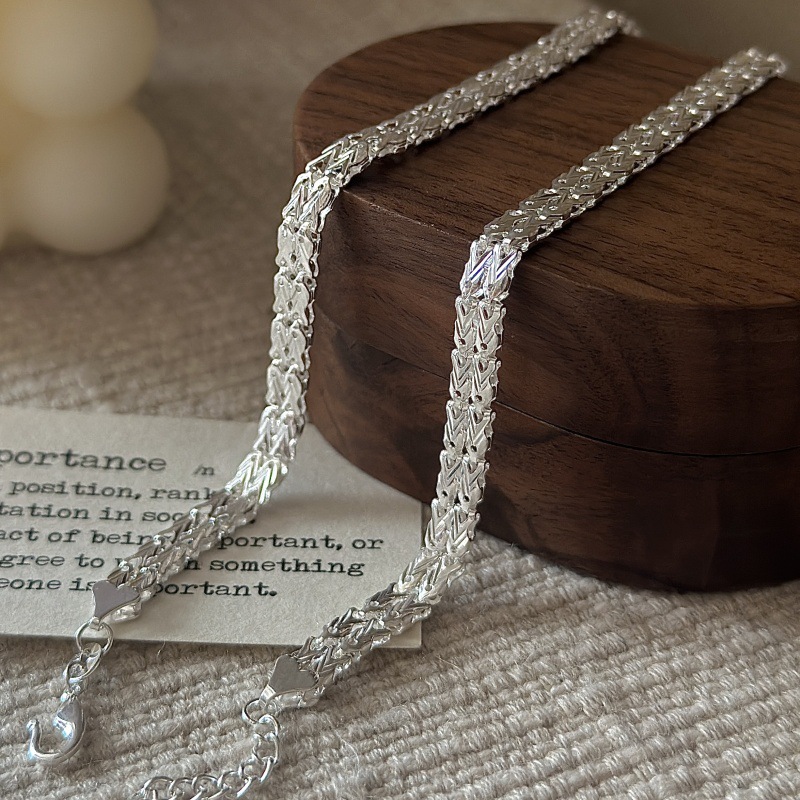 S999足银小众设计感复古闪光手链韩国风时髦简约熠熠闪光首饰品