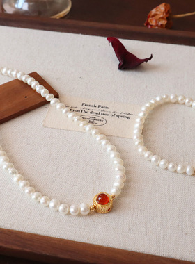 2026新款天然淡水珍珠项链女法式轻奢锁骨链小众时尚毛衣链手链