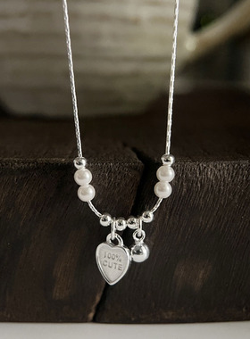 新款S925纯银爱心施华洛珠项链女简约优雅甜美气质桃心形锁骨链