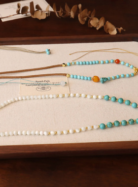 新款民族风重工手工编织项链绳菱镁矿贝珠万能项链吊坠绳女饰品绳