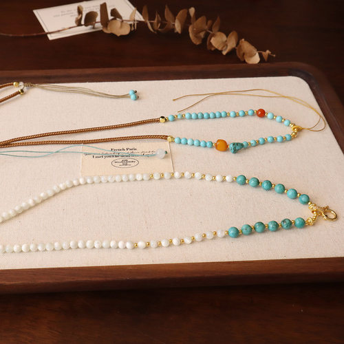 新款民族风重工手工编织项链绳菱镁矿贝珠万能项链吊坠绳女饰品绳