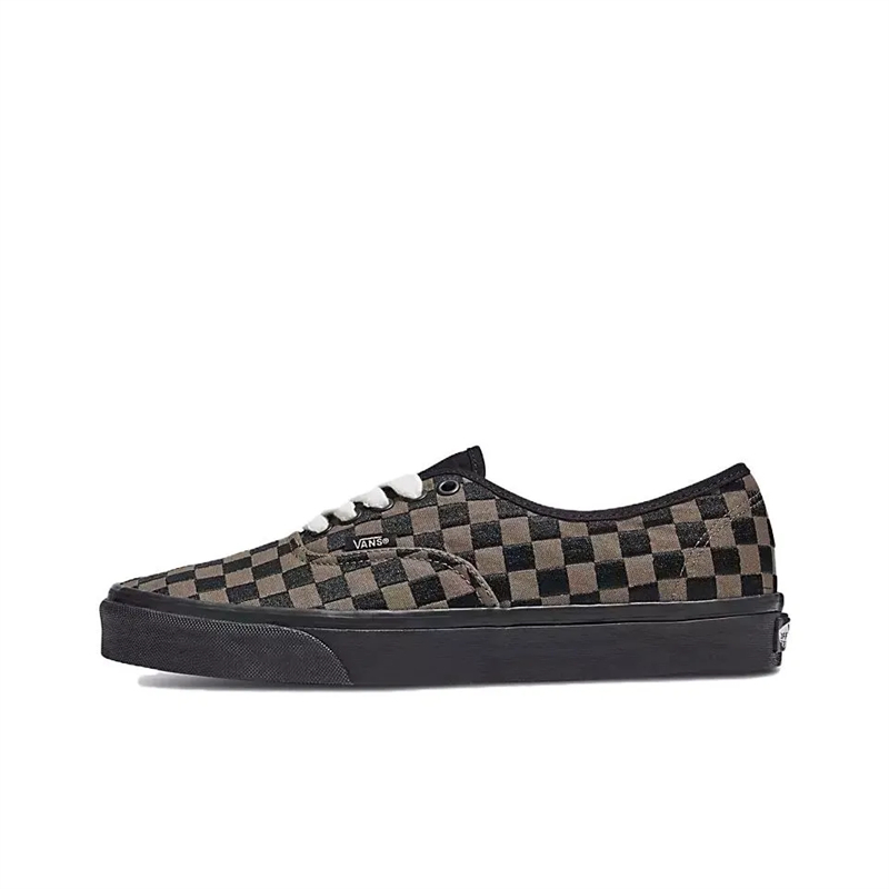 VANS/范斯官方正品男鞋 Authentic 复古耐磨低帮棕黑棋盘格板鞋