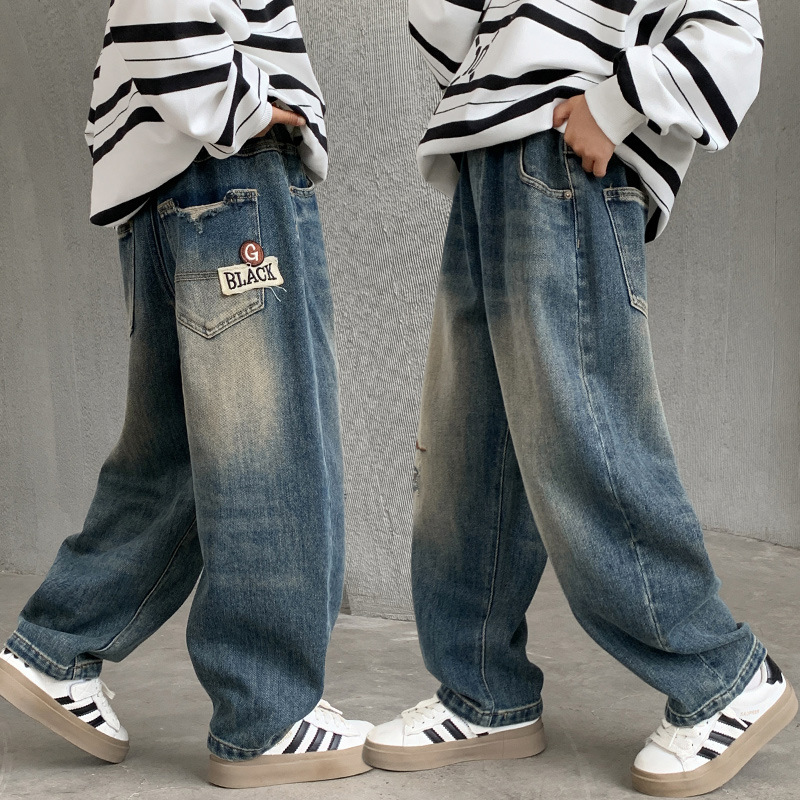 男童牛仔裤春秋季炸街儿童秋装裤子2025新款中大童休闲长裤潮男孩