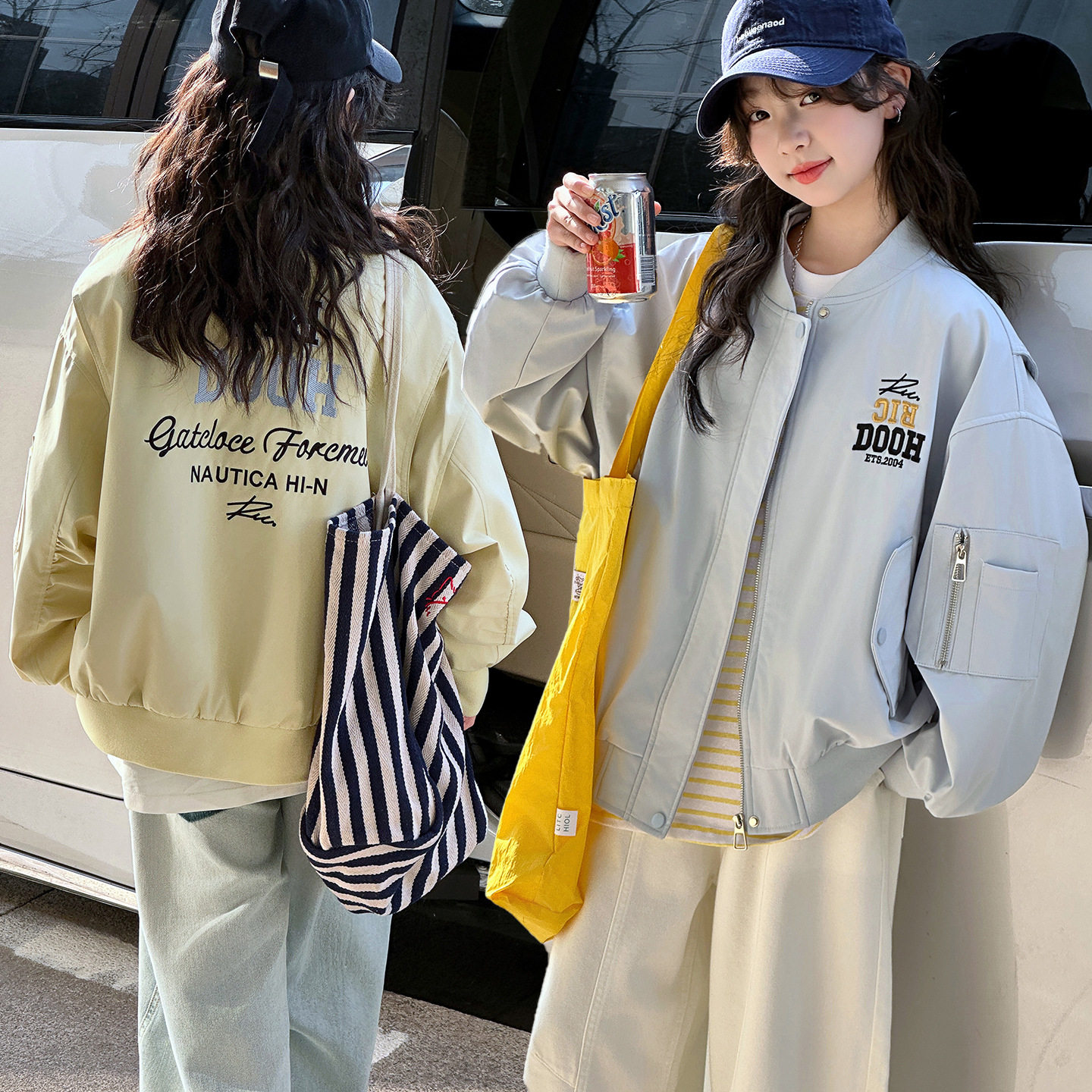 女童装春秋时髦洋气棒球服外套中大儿童孩潮酷字母运动休闲夹克衫